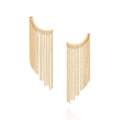 Brinco ear cuff franja banhado a ouro 18k