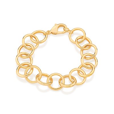 Pulseira elos redondos banhada a ouro 18k