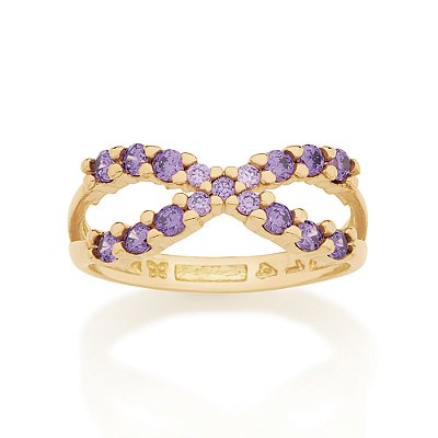 Anel INFINITO banhado a ouro 18k com zircônias