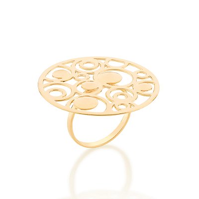 Maxi anel sol banhado a ouro 18k