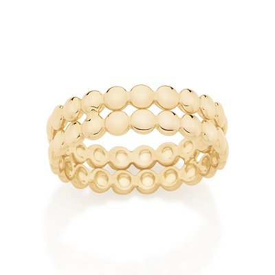 Anel aro duplo banhado a ouro 18k