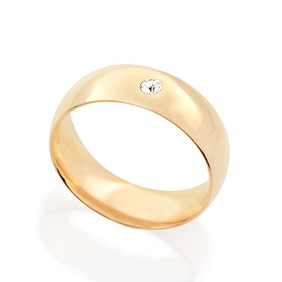 Aliança banhada a ouro 18k com zircônia