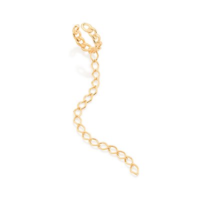 Brinco piercing de pressão com corrente banhado a ouro 18k