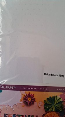 Papel A4 Relux Decor Perola Branca Bolinha Branco 180g c/ 10 fls