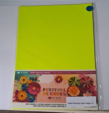 PAPEL A4 210X297 CANSON NEON AMARELO 240G C/ 10 FLS