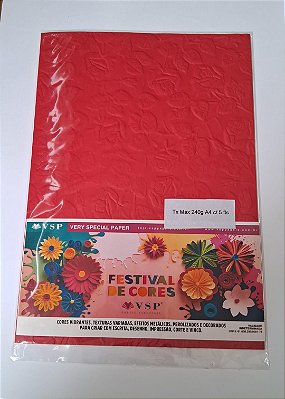 PAPEL A4 210X297  TX MAX  ROSAS VERMELHO 240G C/ 5 FLS