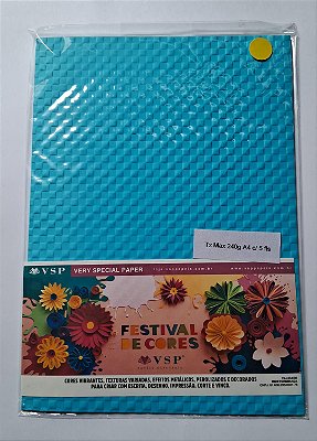 PAPEL A4 210X297 TX MAX MOSAICO AZUL 240G C/ 5 FLS
