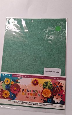 PAPEL A4 210X297 CANVAS VERDE FLORESTA 150G C/ 5 FLS