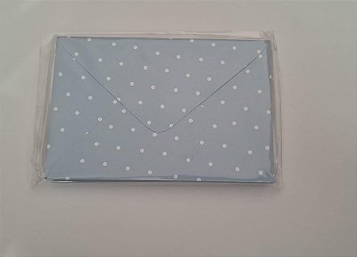 ENVELOPE VISITA  72X108 DECOR AZUL SANTORINI BOLINHA BRANCO 120G C/ 10 UN