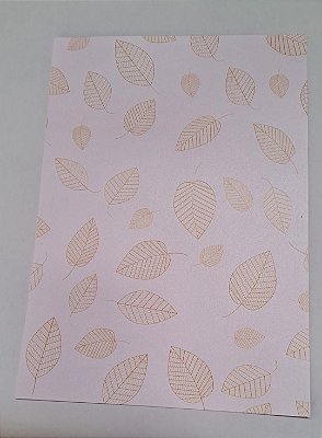 PAPEL A4 210X297 RELUX DECOR ROSA FOLHAS DOURADO 180G C/ 10 FLS