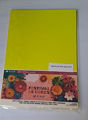 PAPEL A4 210X297  COLOR PLUS NEON  AMARELO 120G C/ 25 FLS