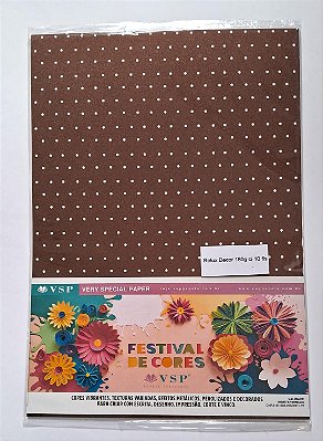 PAPEL A4 210X297 RELUX DECOR RUST BOLINHAS BRANCO 180G C/ 10 FLS