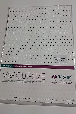 PAPEL A4 210X297 DECOR BRANCO BOLINHA PRETO 180G C/ 10 FLS