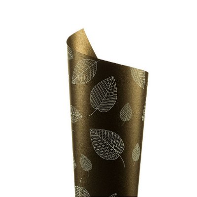 Papel Relux Decor Folhas Café - Branco 30,5x30,5cm com 5 unidades
