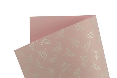 Papel Decor Rosas Rosa Verona - Branco 30,5x30,5cm com 5 unidades