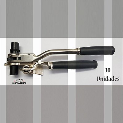 10 Maquinas de Cintar Poste com Catraca - Ferramenta de Aperto e Corte para Aplicação de Fitas de Aço Inox (10 Unidades)