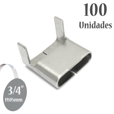 Fecho Liso (Selo VR) de Aço Inox 304, 3/4'' (19,05mm) sem revestimento, pacote com 100