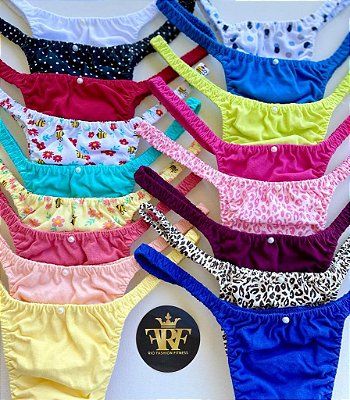 Calcinhas Lolitas Fitness - Kit com 6 Unidades (*CORES E ESTAMPAS SORTIDAS E ALEATÓRIAS)