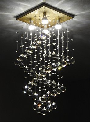 Lustre de cristal dourado com esferas de cristal k9 40mm - 50cm a 90cm