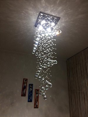 Lustre de cristal 30x30cm x 120cm altura espiral