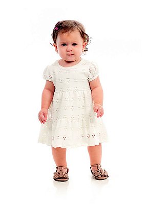 Vestido de Bebê Off White de Lesi em Malha