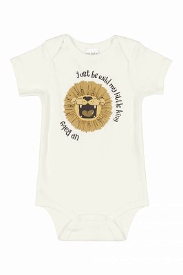 Body de Bebê Infantil Bege em Suedine Leão da Up Baby