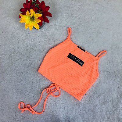 Blusa Juvenil Cropped Laranja Canelado da Vanilla Cream