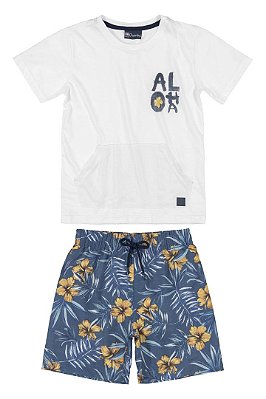 Conjunto Infantil Masculino com Bermuda em Tactel da Quimby