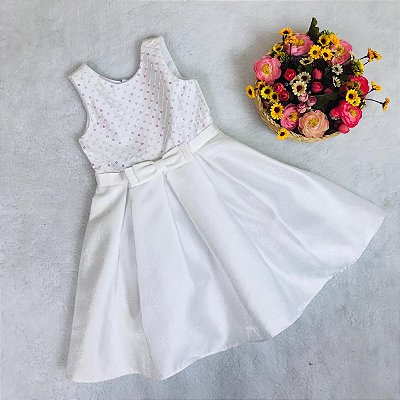Vestido de Festa Infantil Branco Lantejoulas da Petit Cherie