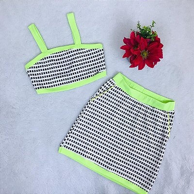 Conjunto Juvenil Feminino Xadrez com Saia da Pinkx