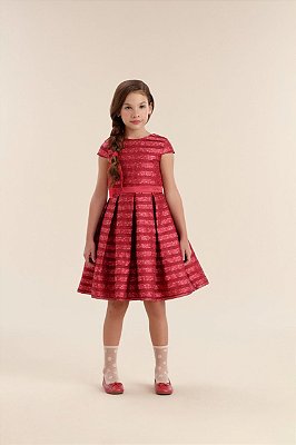 Vestido de Festa Infantil Vermelho Organza da Petit Cherie
