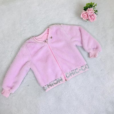 Jaqueta Infantil Feminino Rosa Pelinho da Gabriela Aquarela