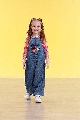 Jardineira Infantil Jeans de Menina Mon Sucré