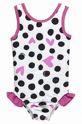 Maiô Infantil Branco com Bolinhas Pretas da Up Baby