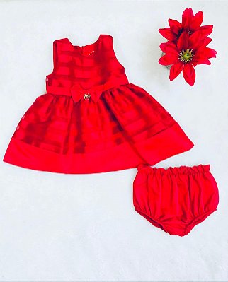 Vestido de Bebê Vermelho com Calcinha da Mon Sucré