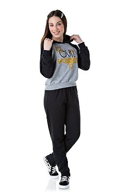 Conjunto Juvenil Feminino Moletom Duas Cores Quentinho