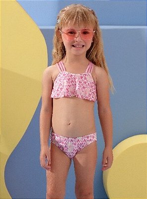 Biquíni Infantil de Corações Rosa da Petit Cherie