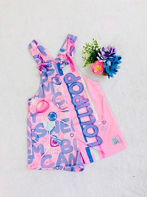 Jardineira Infantil de Shorts Lilás da Mon Sucré