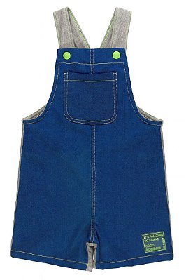 Jardineira de Infantil Masculino Moletom Jeans da Up Baby