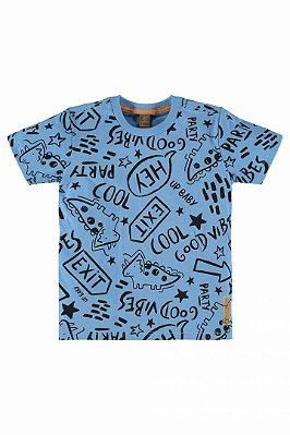 Camiseta Infantil e Bebê Azul de Símbolos da Up Baby