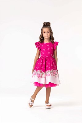 Vestido Infantil de Festa Pink Fluido Petit Cherie