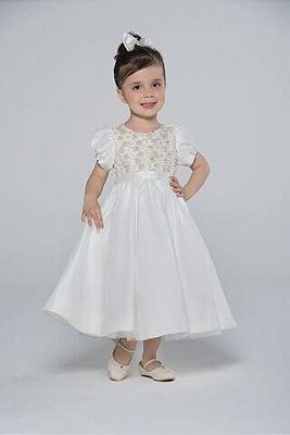 Vestido Infantil de Festa  Off White Longo Petit Cherie