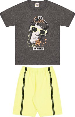 Conjunto Infantil Masculino Bermuda Fresquinho Neon