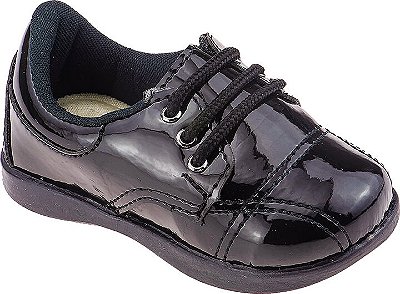 Sapatinho de Bebê e Infantil de Verniz Masculino Preto