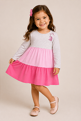 Vestido Infantil com Babados Três Marias Nini Bambini