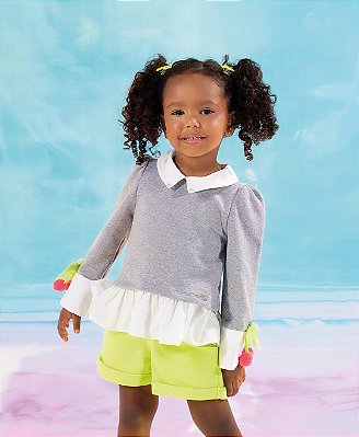Conjunto Infantil de Menina Blusa e Shorts Gabriela Aquarela