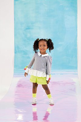 Conjunto Infantil de Menina Blusa e Shorts Gabriela Aquarela