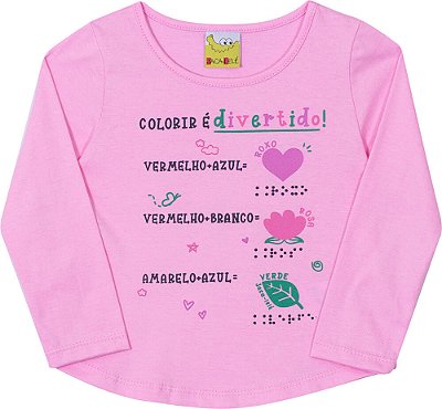 Blusa Infantil Feminina Divertida Educativa Manga Longa