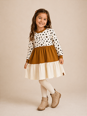 Vestido Infantil com Babados Três Marias Moletinho