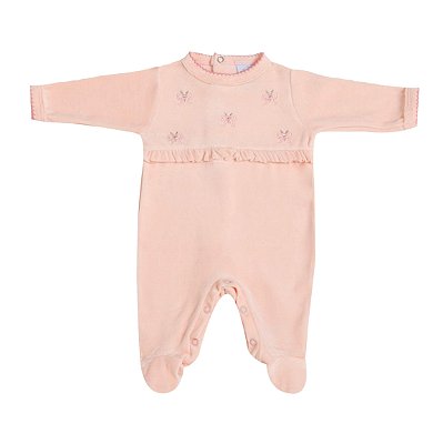 Macacão de Bebê Rosa Babadinho em Plush da Piu Piu